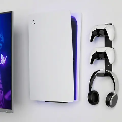 Wall Mount Stand for PS5 All Models, Console Accessory, Durable Console Accessory, Playstation Accessories, Game Peripherals, Space-Saving Storage Rack with Heat Dissipation Anti-Scratch Design, Easy Installation