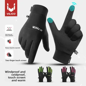Vilico Outdoor Sports Running Winter Gloves for Men & Women Fleece-lined Warm Windproof Cold-proof Two-finger Touchscreen Anti-slipWear-resistant outdoor activity glove gym stuff HighSensitivityScreen gloves   football gloves outdoor winter gloves for men