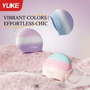 1/3 Pack YUKE Silicone Swim Caps for Adults Long Hair Waterproof Gradient Aesthetic Swimming Hat Women Pool Essentials