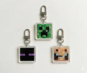 Minecraft // Mob Inspired Photo Keychains, Acrylic Keychain Durable Perfect For Bags, Keys, Or Gifts