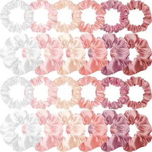 24 Pieces Satin Hair Scrunchies Silk Elastic Hair Bands Skinny Hair Ties Ropes Ponytail Holder for Women Girls Hair Accessories Decorations