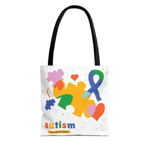 Autism Awareness Tote Bag, Unity for Autism, Eco-Friendly Tote, Gift for Educators, Awareness Month, Puzzle Piece Design, Reusable Bag