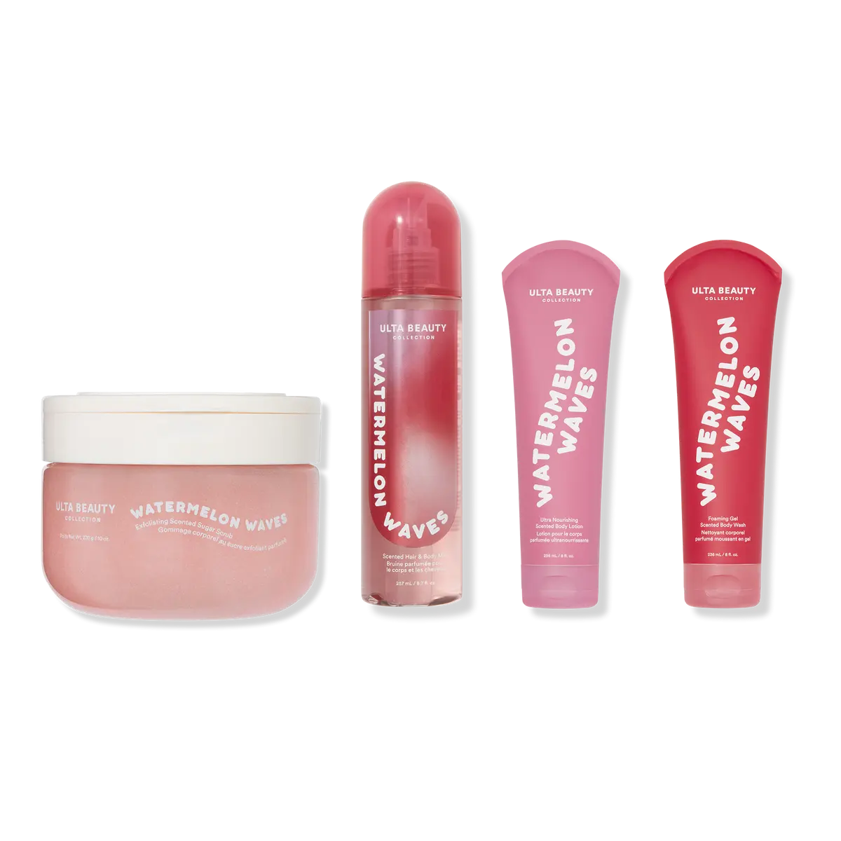 Ulta Beauty Collection Body Care Set, Ultra Nourishing Body Lotion (8 Oz) + Hair & Body Mist (6.7 Oz) + Exfoliating Sugar Scrub (9 Oz) + Foaming Gel Body Wash (10 Oz) For Head To Toe Scented Routine