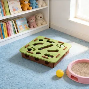 Interactive Cat Puzzle Maze Box - Felt Toy with 2 Colorful Balls, Safe & Entertaining for Intelligent Play
