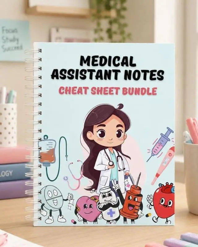 Medical Assistant Notes & Cheat Sheet Bundle: Easy-to-Read Quick Reference Guide for Students, Clinical Practice, Medical Terminology, Office Procedures, Study Organization