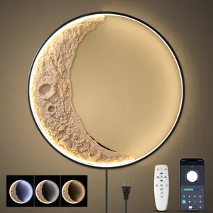 3D Moon Wall Lamp, Waterproof Wall Scone for Indoor & Outdoor, Realistic Resin Moon Light for Wall Decor, Embossed Lunar Crater Light for Bedroom, Livingroom, Patio, Garden, Front Door