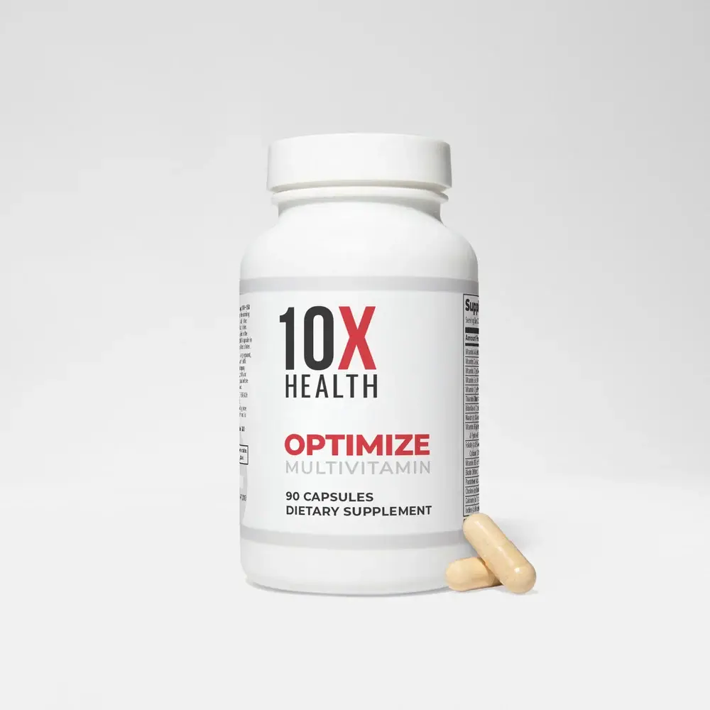 10X Health Optimize Methylated Multivitamin | 34-in-1 Daily Formula with 5-MTHF Methylfolate, B12 & NAC for Energy, Brain & Cellular Health | 90 Capsules