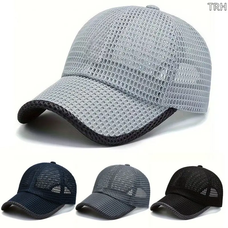1/2/4pcs Breathable Full Mesh Baseball Cap for Men, Adjustable Snapback Trucker Hat, Lightweight Quick-Dry Sun Protection Cap for Outdoor Sports, Running, Hiking & Daily Casual Wear