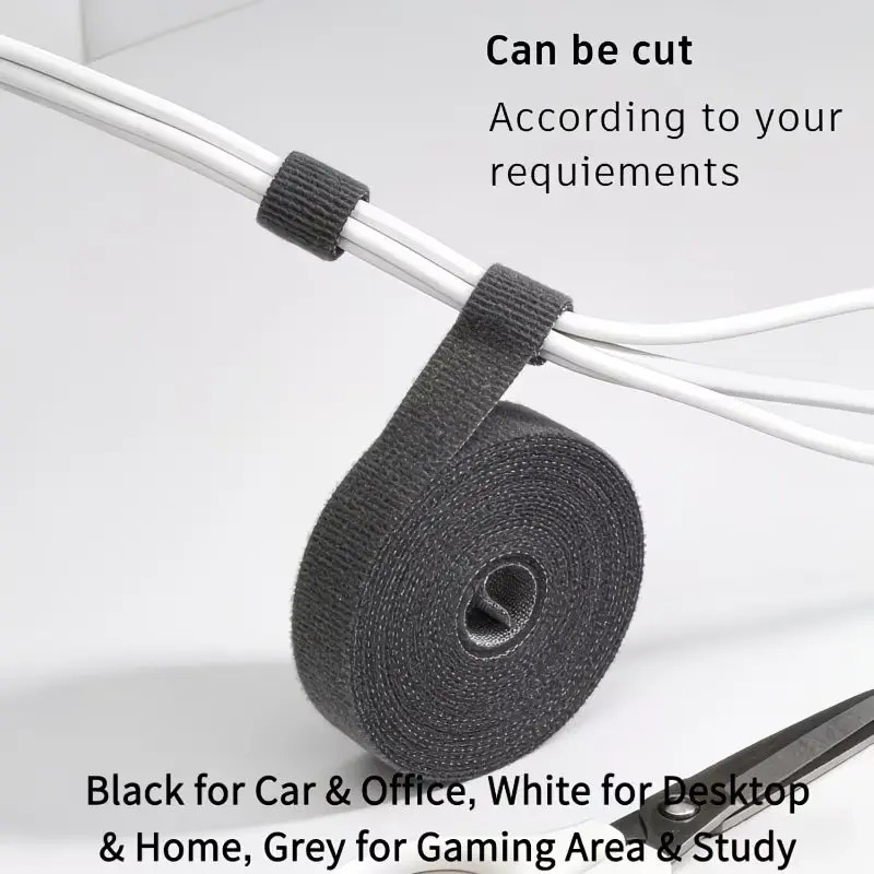 Reusable Cable Organizer Straps, 3 Rolls Multi-Functional Wire Management, Desk Cable Management, Office Gadgets, Computer TV Line Storage, Data Cable Tie Wraps, Multifunctional Cable Tie
