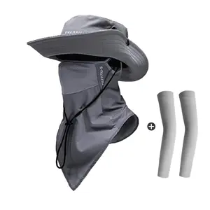 Unisex Sun Protection Hat with Neck Flap, Wide Brim Bucket Hat, Detachable Face Mask, Foldable Brim, Outdoor Sun Hat, Breathable Drawstring Closure, Fishing Hat, Suitable for Camping,outdoor workers outdoorfun