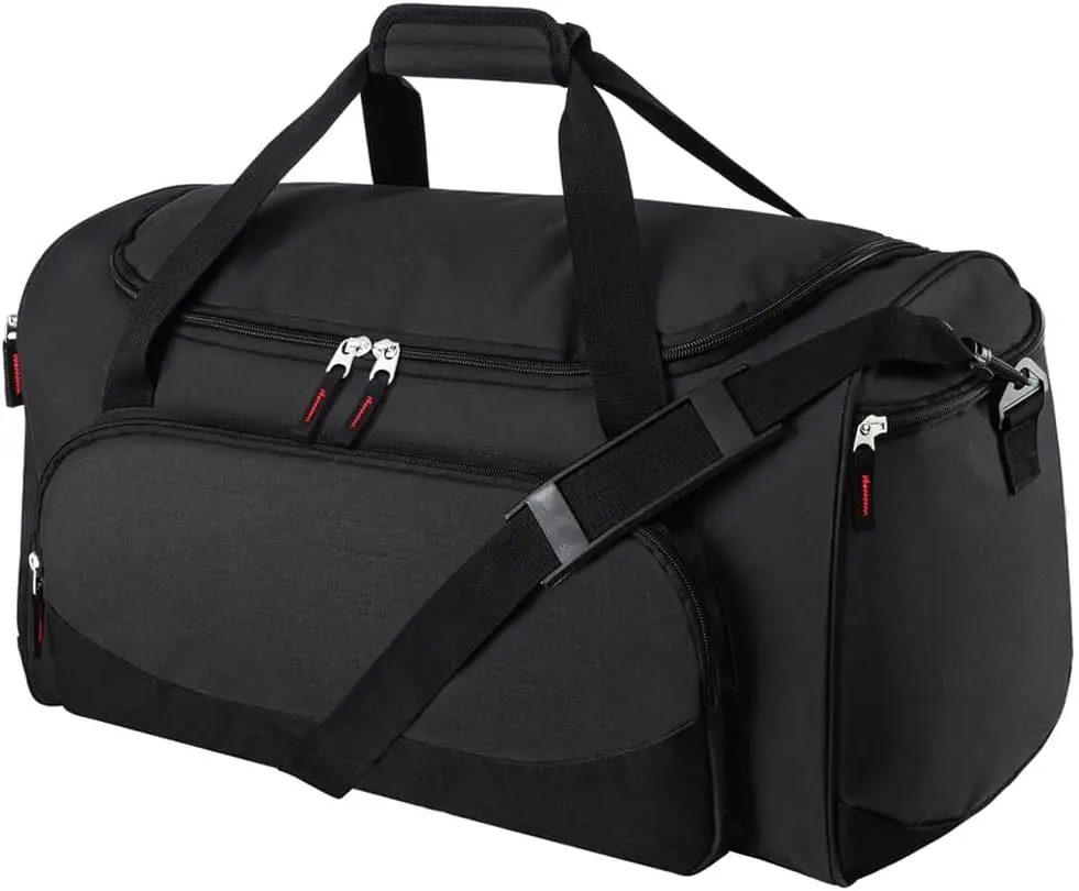 Uarition Gym Bag for Men - 50L Black Durable Large Duffle Bag for Travel, Workout, Fitness & Sport