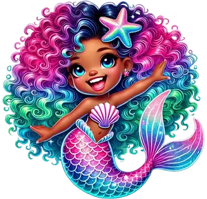 Mermaid Girls Summer T-Shirt for Women - Medium Length Sea Themed Streetwear Top Quirky Style Shirts Womenswear Tshirt Casual Graphic Design