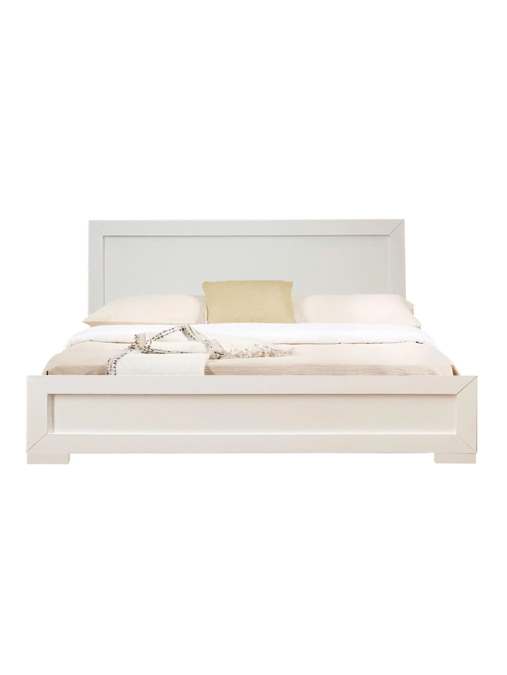 Camden Isle 86353 Trent Queen Size Wooden Platform Bed - White, Rectangle, Full Slat Base, Assembly Required, Long-Lasting, 82.28x62.99x35.43 in
