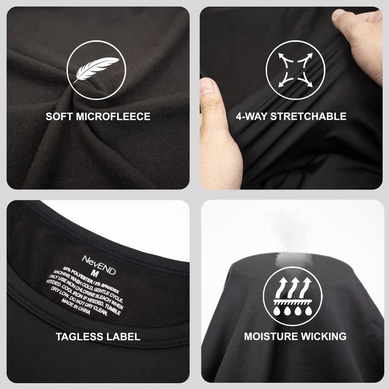 NevEND Long Johns Microfiber Soft Fleece Lined Thermal Underwear for Men Crewneck Set Winter Warm Base Layer Top & Bottom Black S - 2XL Menswear Sweat NevEND Long Johns Microfiber Soft Fleece Lined Thermal Underwear for Men Crewneck Set Winter Warm Base Layer Top & Bottom Black S - 2XL Menswear Sweat
