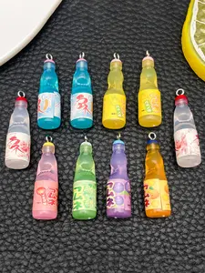 10pcs Resin Korean Juice Bottle Charms, Cute Pendants with Hanging Loop, DIY Earrings Necklace Keychain Jewelry Making Accessories