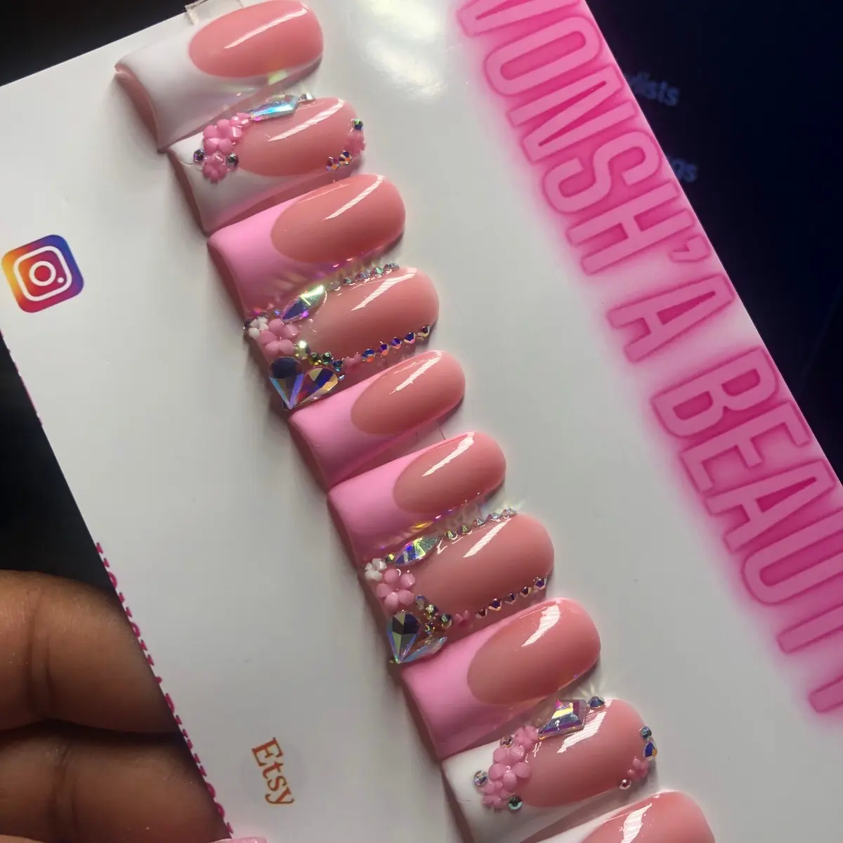 Pink French Duck Press On Nails Set for Nail Art & Polish