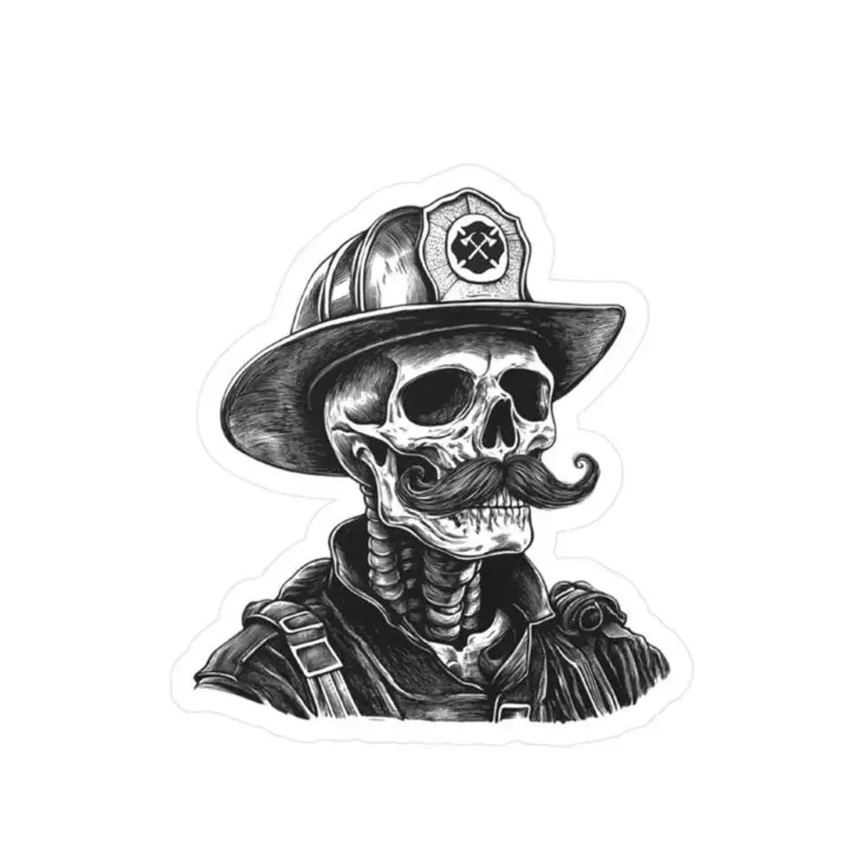 Skeleton firefighter vinyl sticker, Firefighting Humor Sticker, Laptop Water Bottle Decal Sticker