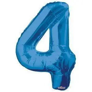 Number 4 Blue Foil Balloon 34" in each. 19666-34