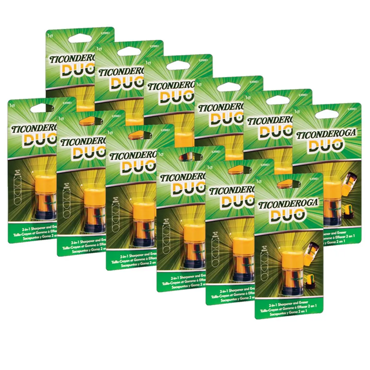 Dixon Ticonderoga  Ticonderoga Duo Sharpener, Yellow & Clear - Pack of 12