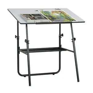 Ultima Height Adjustable Drafting/Drawing/Artist/Architect Folding Table with Angle Adjustable Top (42" X 30")- Black/White 19652