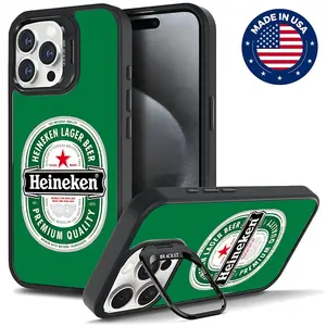 Heineken Beer Aesthetic Design Pattern Casing For iphone 16 15 14 13 12 Plus Pro Max Flaunt Mobile Phone Case Hard TPU Tough Metal Lens Camera frame Film With Bracket Drop Protection ShockproofFashion Trend Anti-scratch Stylish Smartphone Cover