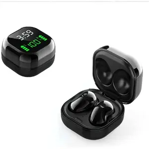 Fully Wireless Bluetooth 5.1 Rechargeable iPX4 Waterproof Sweatproof Earbud Headphones with Microphone, Micro USB LCD Clock Charging Case Surround Stereo Bass and Noise Cancelling Calls (Black)