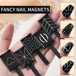 5/9pcs Multifunctional Nail Art Magnet – 3D Stone Pattern Absorbing Tool, Crystal Magnetic Bar for Cat Eye Nail Gel, Professional Nail Enhancement DIY Kit