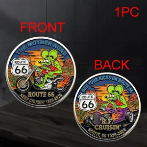 American Mother Road Route 66 Commemorative Coin, Collectible Challenge Coin, Usa Travel Souvenir, Highway Memorial Token