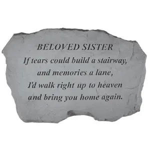 212 MAIN Stone Memorial Plaque - "Beloved Sister - If Tears Could Build A Stairway To Heaven" Design, 16x10.5x1.5in Berry-Accented Weatherproof Outdoor Decor Furniture for Garden Fences