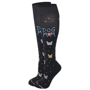 Dr. Motion Women’s Knee-High Compression Socks – Dog Mom Design | 8–15 mmHg (1 Pair)