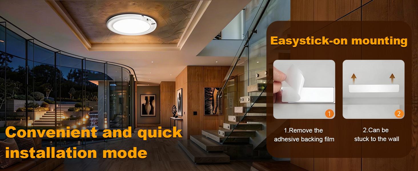 Rechargeable Motion Sensor Ceiling Light with Remote , 3 Color Motion Sensor Lights , Wireless Closet Light Battery Operated, Magnetic Dimmable LED Lights for Shower Pantry Shed Hallway Porch Garage Stairs