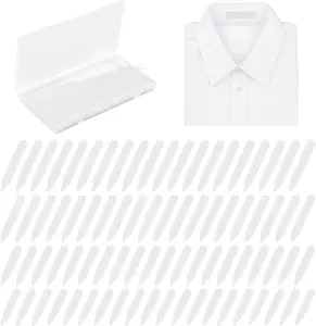 Men's Plastic Collar Stays (200 Pcs) with Storage Case, White Invisible Dress Shirt Collar Inserts, 4 Sizes - 2in, 2.25in, 2.5in, 2.75in