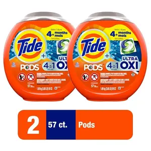 4 In 1 Ultra Oxi Unscented Laundry Detergent Pods, 57-Count, 2-Pack
