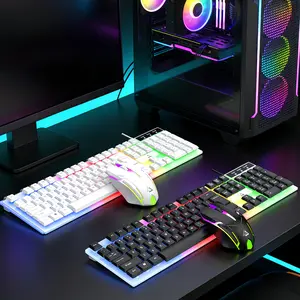 GT100 Wired Gaming Keyboard and Mouse Combo,RGB Colorful LED Backlight,Floating Keycaps, Mechanical Feel,Anti-Skid Roller,Comfortable Ergonomic Design,Durable Responsive Buttons for PC Gamers,Great for Home Gaming Office Daily Use,Ideal Gift