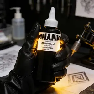 Dynaml Color Black Tattoo Ink 8oz -Deeply loved by American users Professional High Pigment, Smooth Flow & Long Lasting Detailing & Shading & Vegan