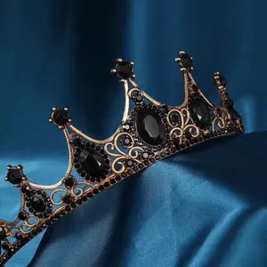 Products Black Crystal Beads Bridal Tiaras Crown Rhinestone Diadem Pageant Veil Birthday Anniversary Female
