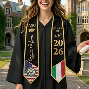 Personalized Two Flags Graduation Stole, Custom Mixed Two Flags Graduation Stole, Graduation Stole, Graduate Gifts, Unversity College Stole
