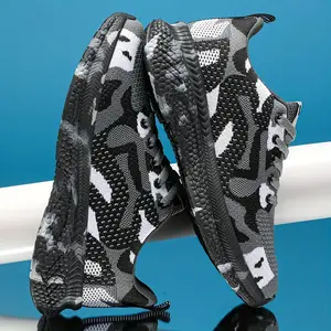 Men'S Camouflage Running Sneakers - Breathable Knit Upper, Non-Slip Rubber Sole, Lace-Up Casual Sneakers For All Seasons, Camouflage Shoes