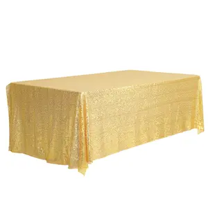 REGALWOVEN 1 Pack Rectangle Tablecloths, Polyester Sequin Table Covers for Dining Room Parties or Dances, Gold 47x71inch
