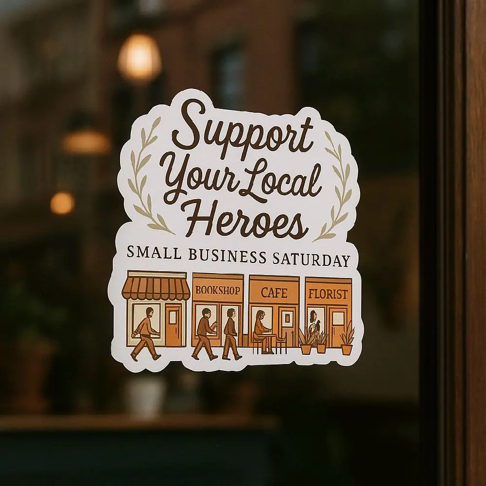 Support Your Local Heroes Kiss-Cut Sticker | Small Business Saturday