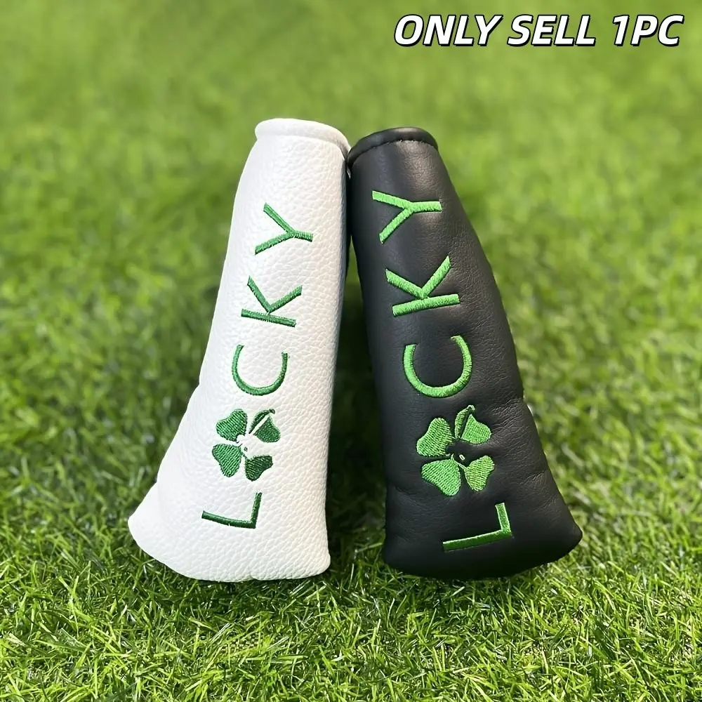 Durable Golf Putter Cover with Four-Leaf Clover Embroidery, PU Protective Dust Cover, Minimalist Design for Outdoor Activities, Golf Accessories, Golf Equipment, Golf Gear