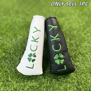 Durable Golf Putter Cover with Four-Leaf Clover Embroidery, PU Protective Dust Cover, Minimalist Design for Outdoor Activities, Golf Accessories