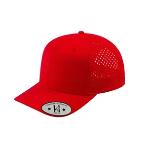 Blank - 6 Panel Microfiber Laser hole Trucker Hat - Red