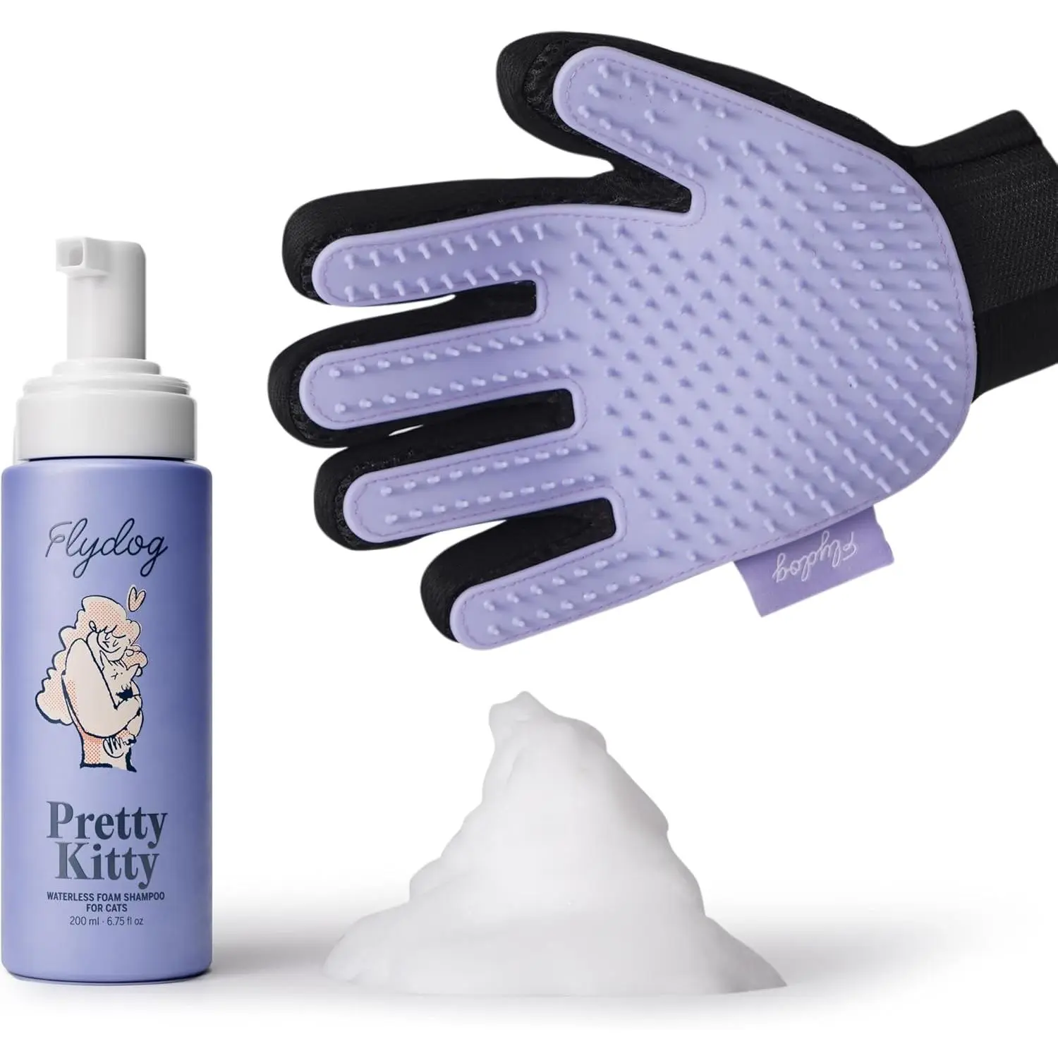 Pretty Kitty Waterless Cat Dry Shampoo with Grooming Glove– No Rinse, Lick-Safe, Moisturizing for Dry Skin, Dandruff, Deshedding, Wash Soap Spray Foam for Kittens, Bathing & Cleaning Supplies