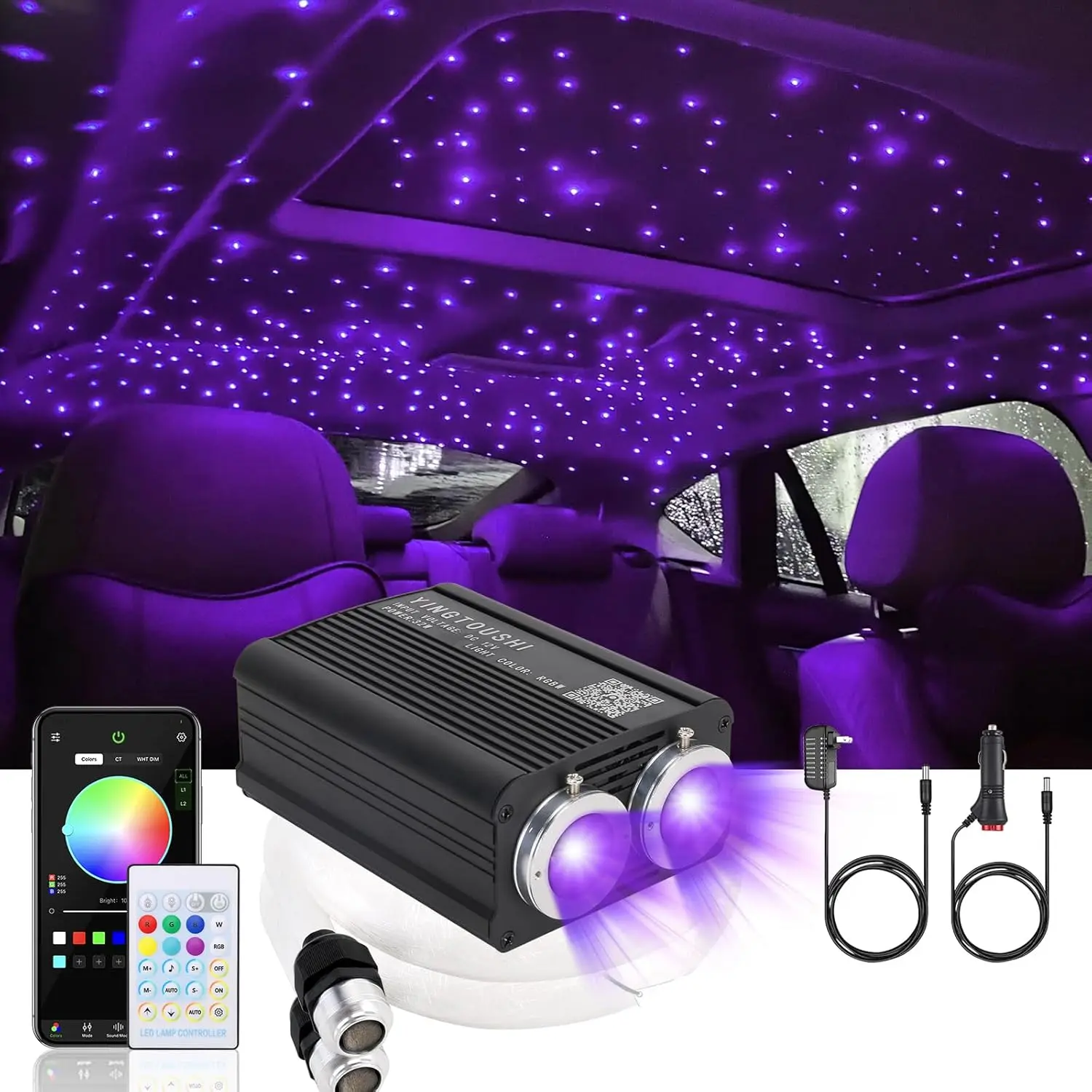 1000pcs 0.03in 9.8ft Fiber Optic Car Starlight Headliner Kit Roof Twinkle Ceiling Lights 2 Year Warranty