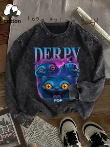 Cotton Kpop Demon Hunter Sweatshirt, Depp Tiger Round Neck Pullover Gift, Casual Fitted Letter Pattern, Suitable for K-Pop Fans