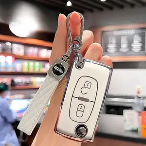 TPU Flip Remote Car Key Case Cover For Peugeot 207 307 308 407 607 807 For Citroen C2 C3 C4 C5 C6 For Xsara For Berlingo Car Key Protector