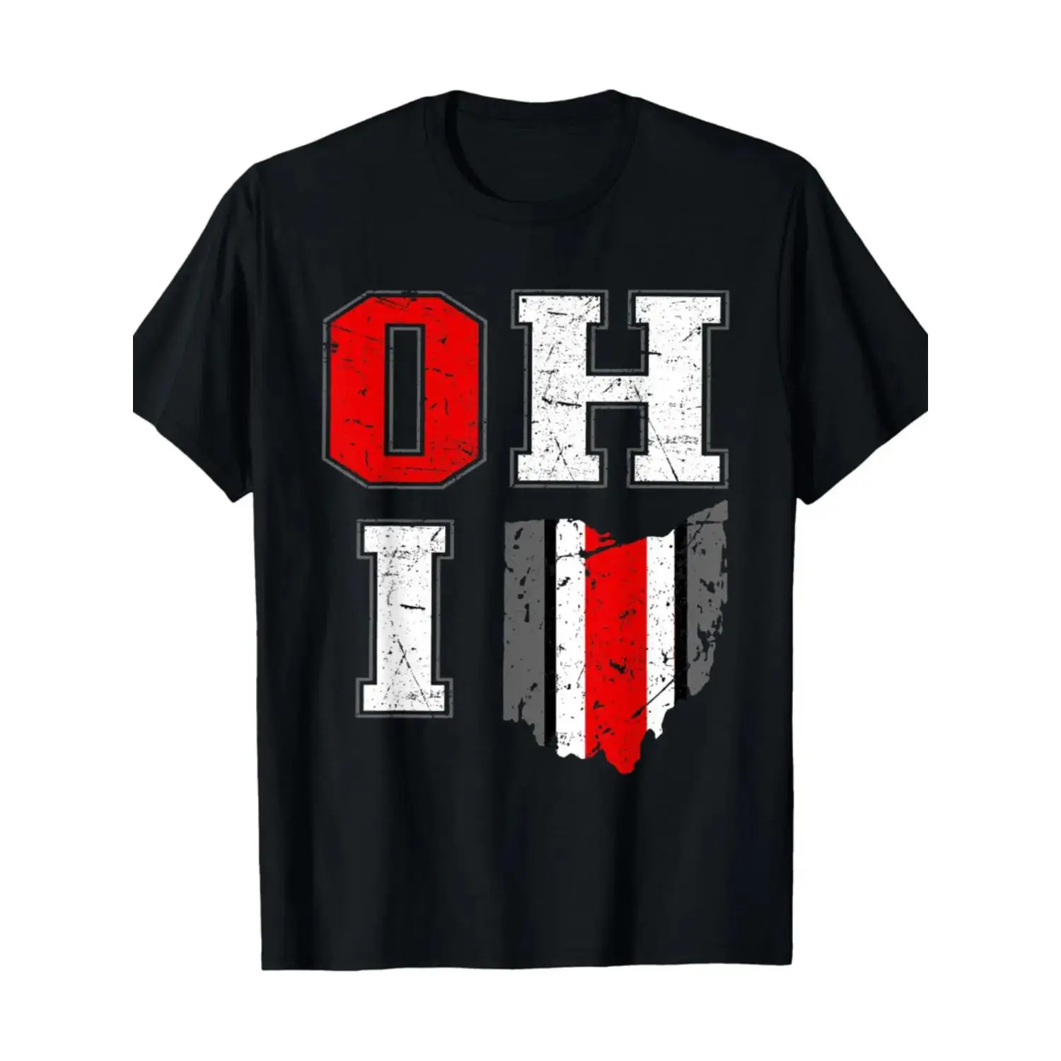 Vintage Ohio State Buckeye Map T-Shirt Featuring Classic Logo for Casual AllSeason Wear Crafted from Comfortable Black Cotton Crewneck Suitable as a Golf Gift for Men and Women