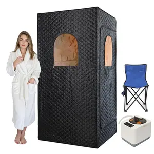Upgraded Portable Steam Sauna Box with Steamer & Remote Control – Home Spa Sauna Tent for Relaxation, Detox & Stress Relief, Includes Folding Chair, Indoor & Outdoor Use, Black