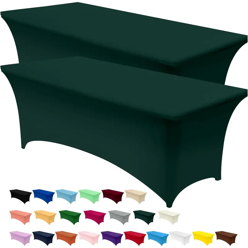 Utopia Kitchen Spandex Tablecloth 2 Pack [6FT, Black] Tight, Fitted, Washable and Wrinkle Resistant Stretch Rectangular Patio Table Cover for Event, Wedding, Banquet & Parties [72Lx30Wx30H Inch]